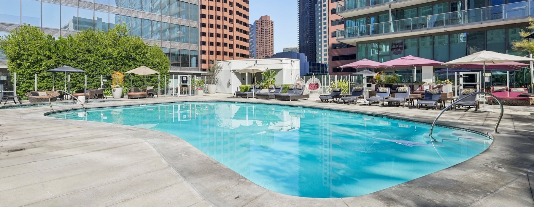 a swimming pool in a courtyard