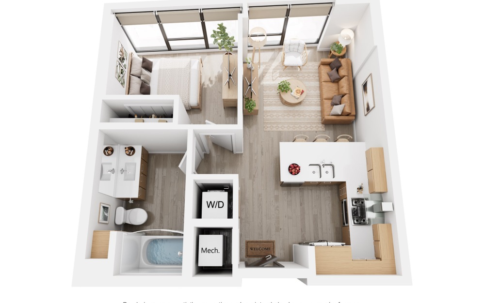 Alina APH - 1 bedroom floorplan layout with 1 bathroom and 560 square feet