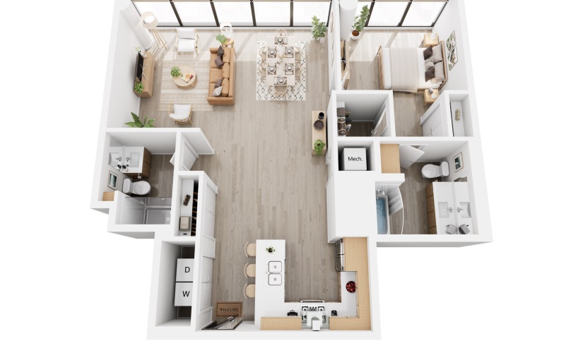 Apex A9 - 1 bedroom floorplan layout with 1 bathroom and 1161 square feet