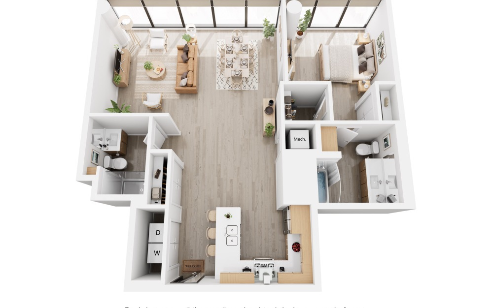 Apex A9 - 1 bedroom floorplan layout with 1 bathroom and 1161 square feet