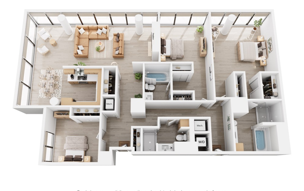 Apex C12PH - 2 bedroom floorplan layout with 2.5 bathrooms and 2253 - 2261 square feet