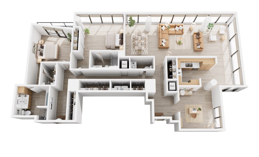 Apex C13PH - 2 bedroom floorplan layout with 2.5 bathrooms and 2215 square feet