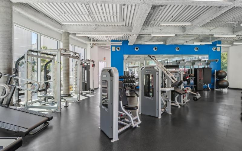 a gym with exercise equipment